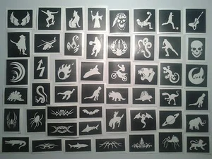 Boys mini small themed stencils for glitter tattoos / airbrush (mixed) - Picture 1 of 1