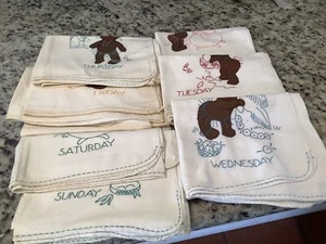 Vintage Handmade Blanket  Embroidered African American Baby Days Of Week 7pcs - Picture 1 of 15