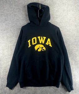 Iowa Hawkeyes Hoodie Men Large Black Full Zip Jacket Sweatshirt Track VTG Y2K - Picture 1 of 8