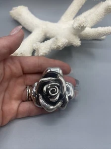 VINTAGE MODERN STYLE PUFFY ROSE FLOER 925 STERLING ANSTECKNADEL BROSCHE #D224 - Bild 1 von 18