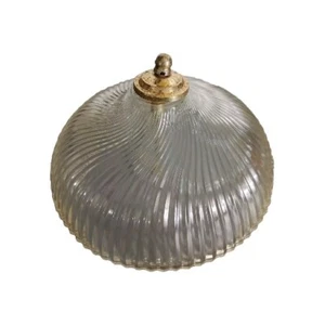 Vintage Clear Ribbed Swirl Round Ceiling Light Cover/shade/diffuser With Screw - Picture 1 of 9