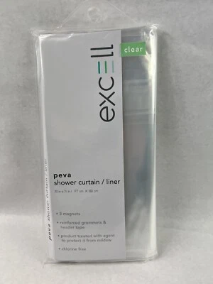 Excell  70 in. H x 71 in. W Clear Solid Shower Curtain Liner New - Image 1 of 2