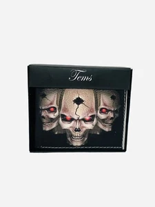 Cartera Hombres Nueva Doble Plegable 3 Calaveras Tems Colección Terror Diseño Artesanal Bonita - Imagen 1 de 10