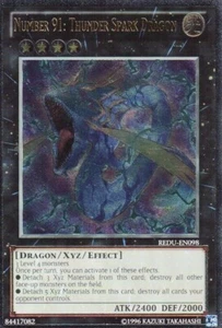 Number 91: Thunder Spark Dragon Yu-Gi-Oh! REDU-EN098 1st Ultimate Rare - Foto 1 di 1