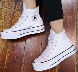 converse bianche gomma alta