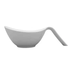 6 Stück Schale Bowl mit Griff 450ml Porzellan weiß Salat Suppe Dessert Pasta - Bild 1 von 3