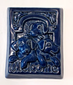 Carruth Studio 1992 Welcome Puppies placa piedra azul cachorro perros - Imagen 1 de 4