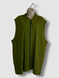 $395 Caroline Rose Women's Green Wool-Blend Vest Jacket Coat Plus Size 2X - Picture 1 of 3