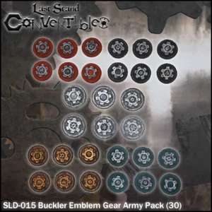 LAST STAND CONVERTIBLES BITS SHIELDS - BUCKLER EMBLEM GEAR ARMY PACK (30) - Picture 1 of 1