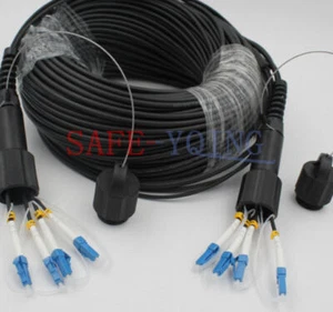 50M LC-LC SM 4-niciowy opancerzony polowy patchcord optyczny kabel wodoodporna głowica - Zdjęcie 1 z 9