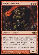 MTG Goblin Chieftain Foil EXC-Captain Goblin-m12-Magic