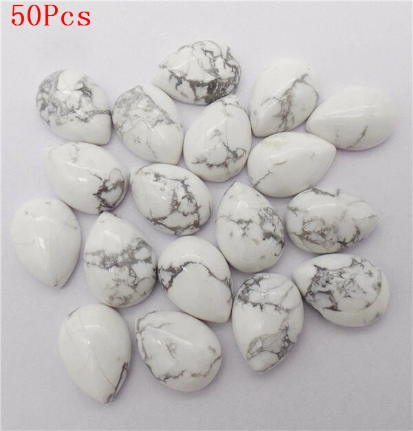 Cabujón cabina lágrima howlita blanco natural al por mayor 14x10x6 mm 50 piezas hágalo usted mismo HH7253 Foto 1 de 1