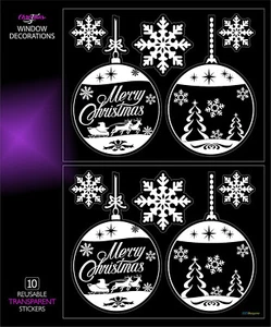 CHRISTMAS STICKERS DRCALS BALLS SNOWFLAKES HOME WINDOW DECORATIONS REUSABLE GIFT - Picture 1 of 2