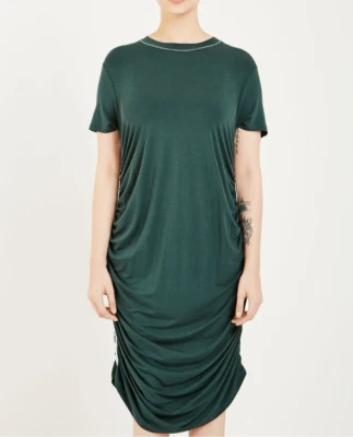 Vestido de jersey acanalado tallado en verde bosque talla M Foto 1 de 4