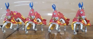 Plastoy Medieval Knights Horses 4 pcs Set Red Yellow Blue - Picture 1 of 3