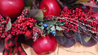 XL Swag Floral Red Apples Wall Decor Grapevine Fruit Blue Bling Fall Autumn Hang