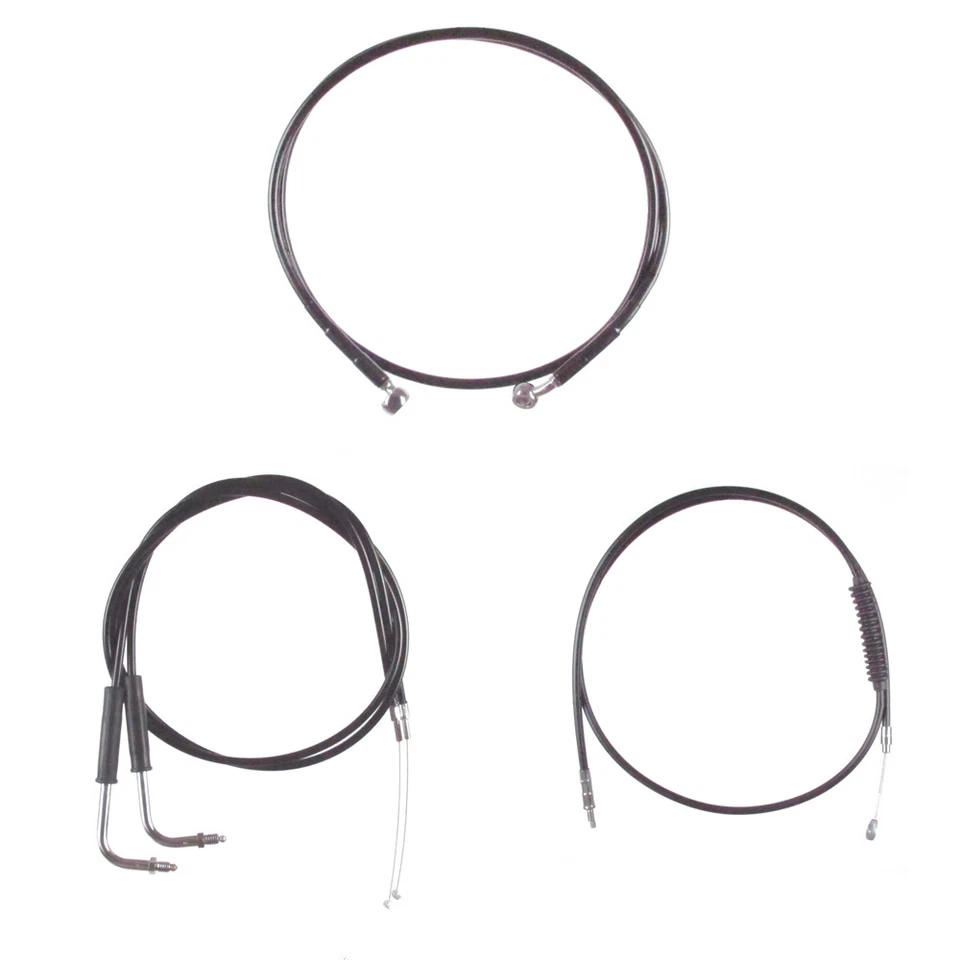 Kit de cable y línea de freno negro Bsc 12" Apes 2006-2017 Harley-Davidson Dyna sin ABS Foto 1 de 1