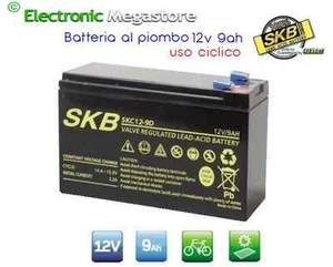 BATTERIA AL PIOMBO RICARICABILE 12V 9AH. CICLICA PER BICI ELETTRICHE SKB - Foto 1 di 1