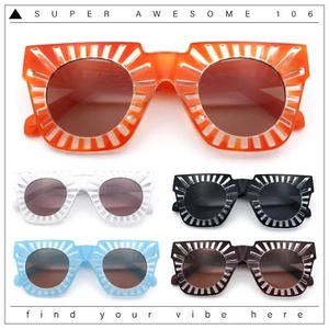 Gafas de sol rectangulares de cuerno de plástico grueso decorativas Art Nouveau para mujer - Imagen 1 de 39
