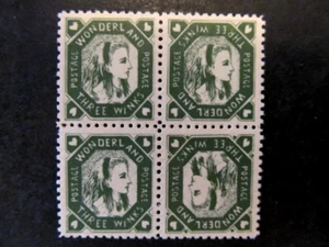 GERALD M. KING, ALICE in WONDERLAND FANTASY STAMPS, QV, TETE-BECHE, BLK4, MNH - Picture 1 of 2