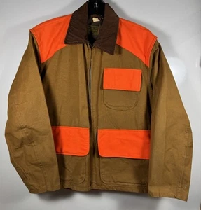 VTG SafTBak SZ 38 Canvas Upland Small Game Hunting Jacket Coat Zip Orange Brown - Picture 1 of 23