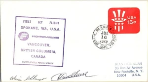 Frontier Airlines Primer Vuelo Spokane Aeropuerto Washington - Vancouver BC Canadá - Imagen 1 de 2