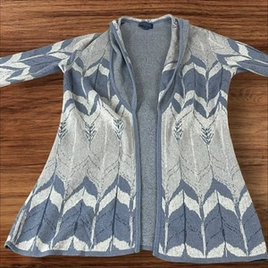 Pendleton Cardigan Sweater Women’s XS Linen Cotton Aztec Feather Knit Open C13 - Picture 1 of 11