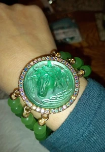 Pulsera Seaview VERDE Brumosa UNICORNIO DIAMANTES DE IMITACIÓN CUENTAS DE CRISTAL Elastizadas GLAM Fab - Imagen 1 de 21