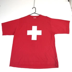 L/G Swiss+ Brand High Soft Combed Cotton Swiss Flag Switzerland Red T-Shirt - Picture 1 of 12