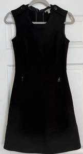 Vestido Vaina Burberry Brit Talla 4 EE. UU. Negro Sin Mangas Charretera Botones Mezcla de Lana - Imagen 1 de 15