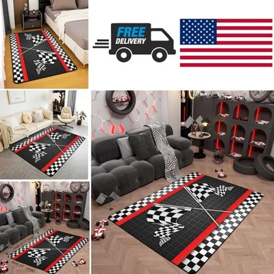 Alfombra de área para autos de carreras 3x5 pies alfombra de juego interior ligera con respaldo de goma Foto 1 de 4