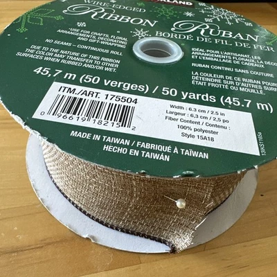 Kirkland Signature Wire Edged Brown Burlap Ribbon  1.5 inches Approx 40 Yards - Image 1 of 4