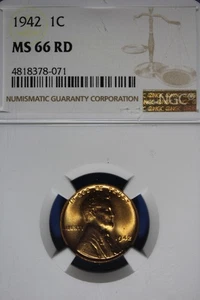 1942 NGC 1C MS66RD LINCOLN WHEAT CENT #B51266 - Picture 1 of 2