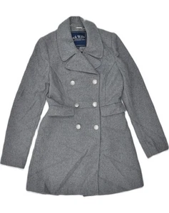 JACK WILLS Womens Double Breasted Coat UK 10 Small Grey Wool VY16 - Picture 1 of 3