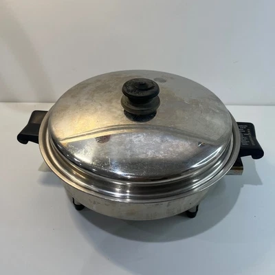 Saladmaster 电动煎锅 不锈钢 11 英寸 美国制造 Vapo 盖 可浸入式 17815 — 第 1/4 张图片