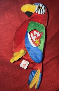 TY Beanie Baby 1998 Sammlerstück Plüsch Ara Papagei mit Etikett JABBER 9 Zoll Papagei - Bild 1 von 8