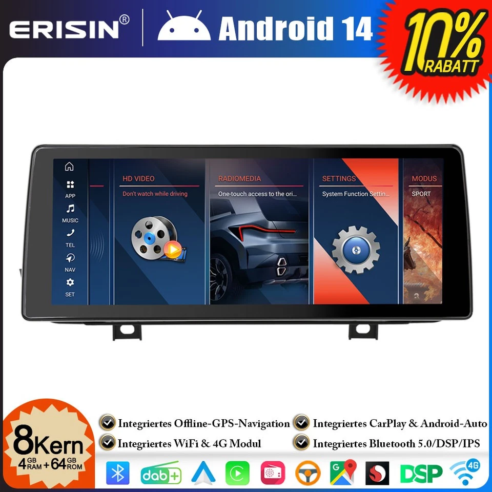 10.25" 64GB Android 14 Autoradio GPS CarPlay BMW 2er F45 F46 F22 NBT DAB+ DSP BT - Bild 1 von 4
