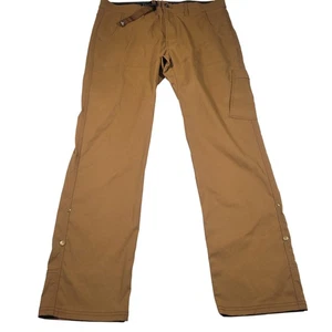 prAna Zion Pants Mens 36x32 Brown Straight Fit Stretch Nylon Cargo Hiking Snap - Picture 1 of 13