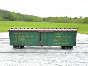 Vintage HO Scale Menasha Ware Company Wooden Box Car Hand Built Kit - Picture 1 of 7