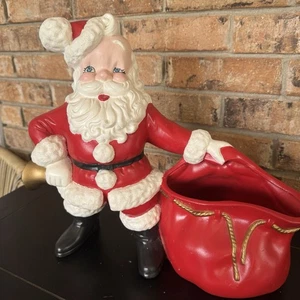 Vintage Hand-painted Santa Claus w/ Planter or Candy Dish Sack | Christmas 1970 - Picture 1 of 6