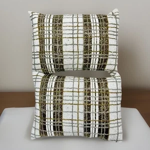 2 Kim Seybert Neiman Marcus White Gold Beaded Luxury Throw Pillows 12x16 Sparkly - Picture 1 of 4