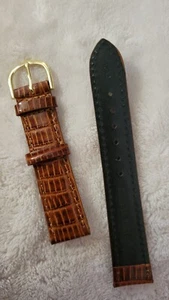 18MM leather Med Brown Croco Grain Strap - Picture 1 of 3