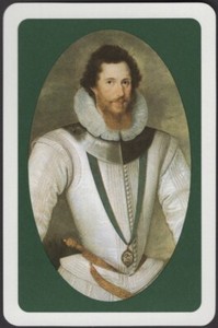 Playing Cards Single Card Old Vintage * SIR WALTER RALEIGH  Art Portrait Picture