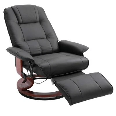 HOMCOM Faux Leather Manual Recliner, Adjustable Swivel Lounge Chair Footrest New - Image 1 of 4