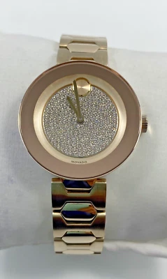 Женские часы Movado 3600493 со смелым хрустальным циферблатом из розового золота нержавеющей стали - Изображение 1 из 4