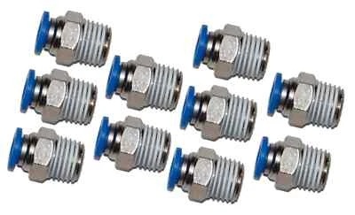 100 Pcs, Pneumatic 10mm OD Tube x 3/8" NPT Male Connector Push Connect Fitting - Image 1 of 4