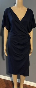 Women’s Nemidor Navy Blue Plus Size 20 Wrap Dress NWT - Picture 1 of 10