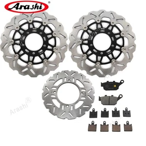 Rotor de disco de freno delantero trasero + pastillas de freno orgánicas para Kawasaki Z750R 2011 2012 - Imagen 1 de 11