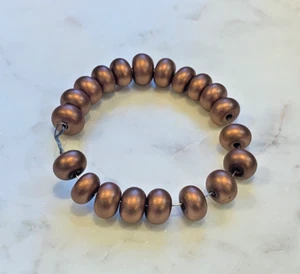 20 Luminescent Copper Colored Lampwork Glass Beads Handmade Supply Spacer Round - Picture 1 of 4