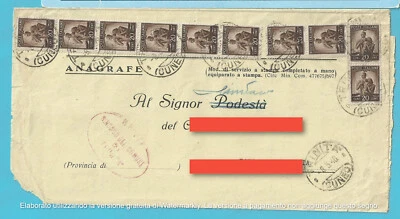 storia postale: piego affrancato con 10 francobolli da cent. 20 Democratica - Immagine 1 di 2